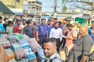 জগন্নাথপুরে ফুটপাত দখলমুক্ত করে ৩৩ হাজার টাকা অর্থদন্ড আদায়