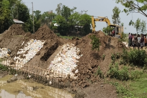 দেখার হাওরে ফসল বাঁচাতে প্রশাসনের অনুমতি ছাড়াই বাঁধ কাটলেন কৃষকরা