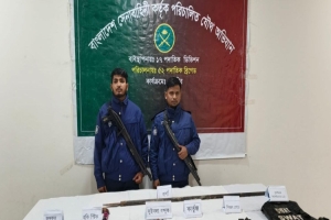 ওসমানীনগরে ইউপি চেয়ারম্যানের বাড়ি থেকে অস্ত্র ও গোলাবারুদ উদ্ধার
