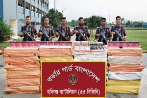 হবিগঞ্জে বিজিবির অভিযানে দেড় কোটি টাকার কসমেটিকস ও কাঁচা মরিচ জব্দ