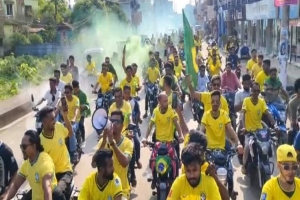 সুনামগঞ্জে ব্রাজিলের সমর্থনে মোটরসাইকেল শোভাযাত্রা
