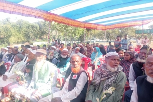 তাহিরপুরে মুক্তি মঞ্চে বীর মুক্তিযোদ্ধাদের সংবর্ধনা প্রদান