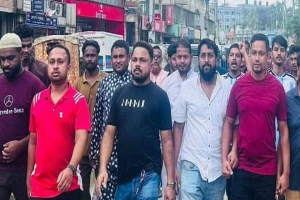 অপপ্রচার ও ষড়যন্ত্রের রাজনীতির বিরুদ্ধে বড়লেখায় যুবদলের প্রতিবাদ মিছিল