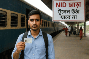 সিলেটে ২৪ অক্টোবর থেকে ট্রেন টিকিট ব্যবহারে লাগবে এনআইডি কার্ড