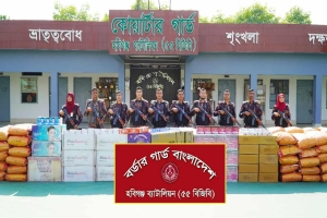মাধবপুরে পাথর-বালু বোঝাই ট্রাক থেকে সাড়ে ৫ কোটি টাকার ভারতীয় পণ্য উদ্ধার