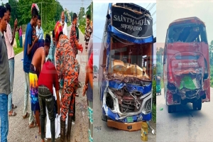 ওসমানীনগরে দুই বাসের সংঘর্ষে চালক ও হেলপার নিহত
