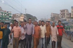 আওয়ামী লীগের লকডাউনের প্রতিবাদে মাধবপুরে বিএনপির বিক্ষোভ মিছিল