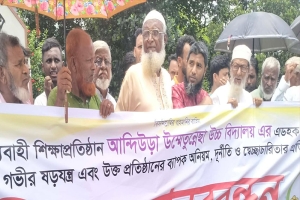 মাধবপুরে আন্দিউড়া উম্মেতুন্নেছা উচ্চ বিদ্যালয়ের এডহক কমিটি নিয়ে ষড়যন্ত্রের প্রতিবাদে মানববন্ধন
